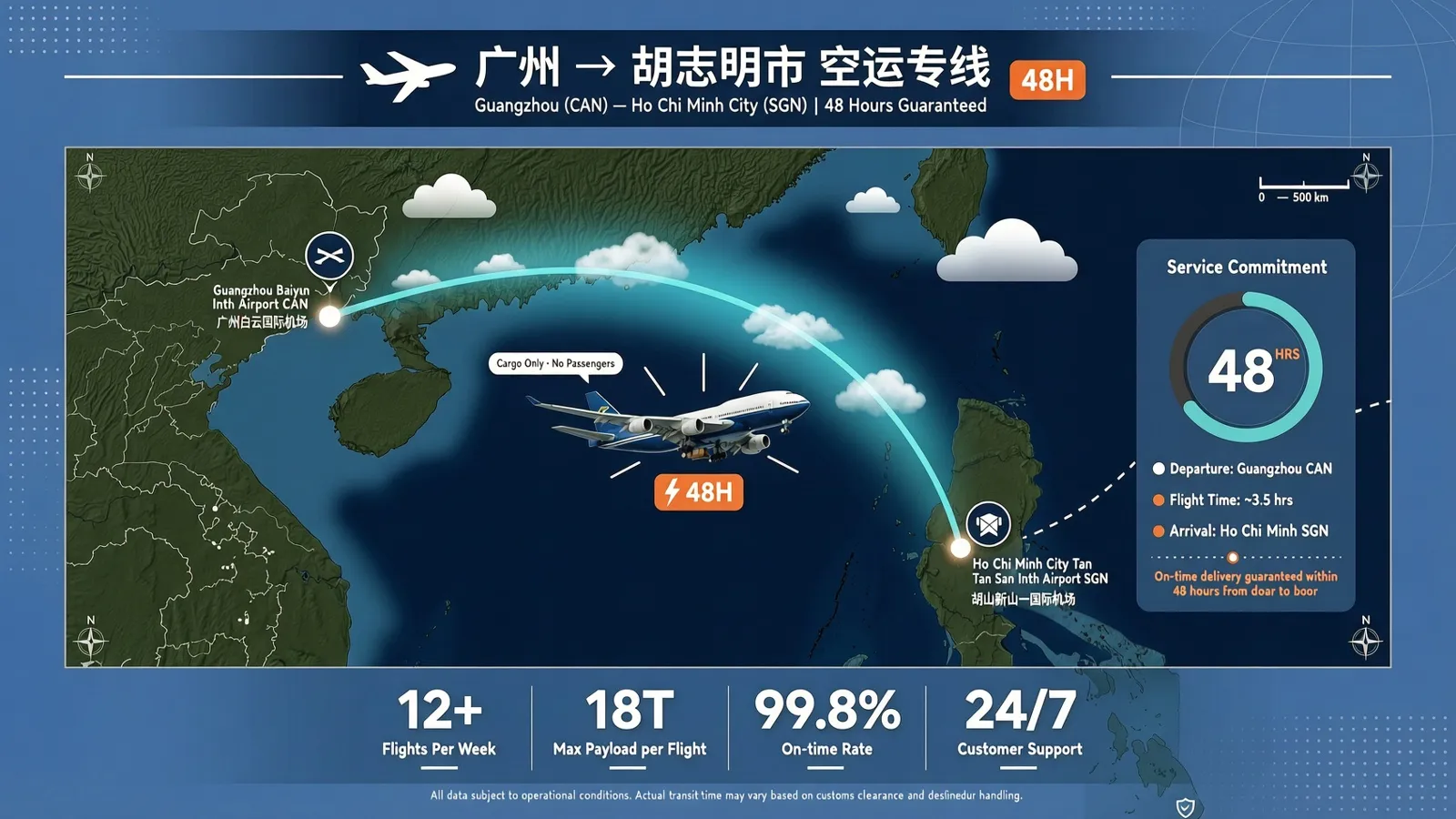 广州到胡志明空运：你的货48小时内就能到客户手里